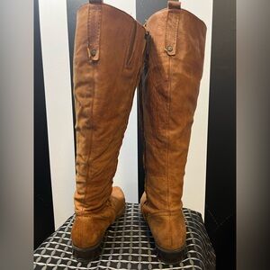 Women’s Nine West Tan Cognac Leather Knee Boots; SZ 9M